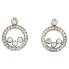 Chopard Happy Diamond Drop Earrings 18 Karat White Gold La Pousette Backs