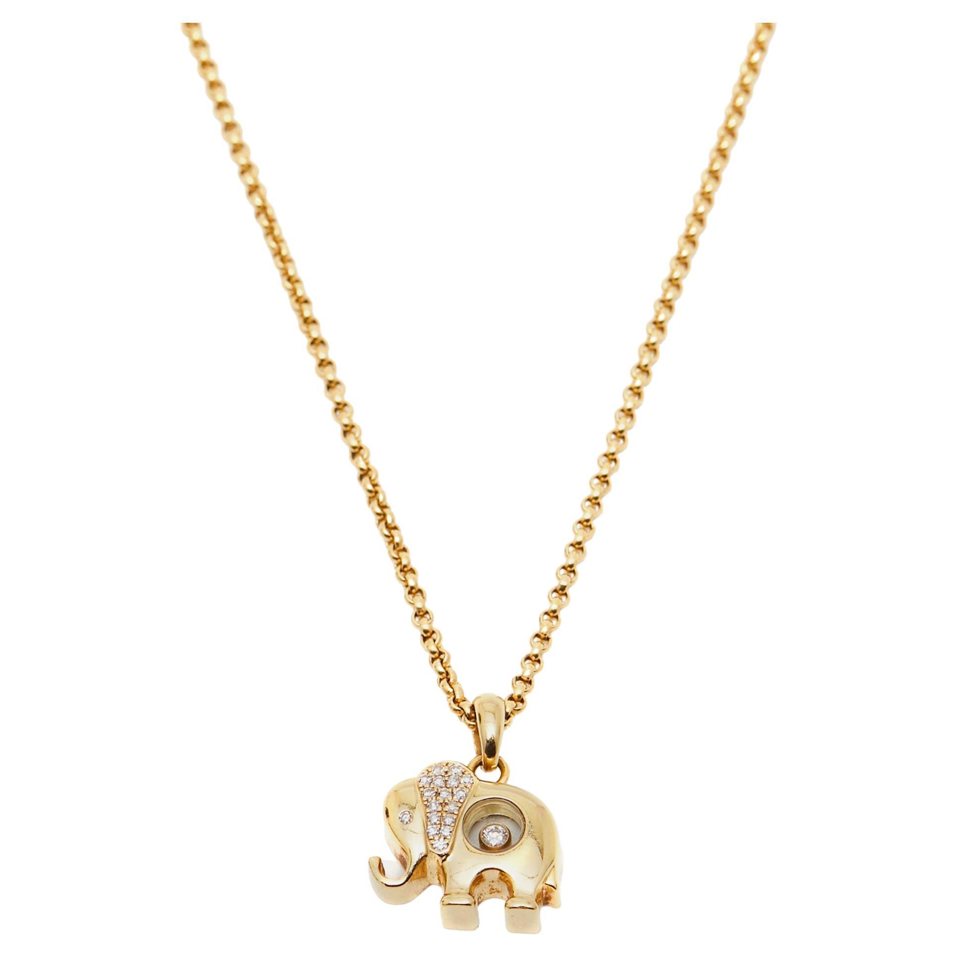 Chopard Happy Diamond Elephant 18k Yellow Gold Pendant Necklace