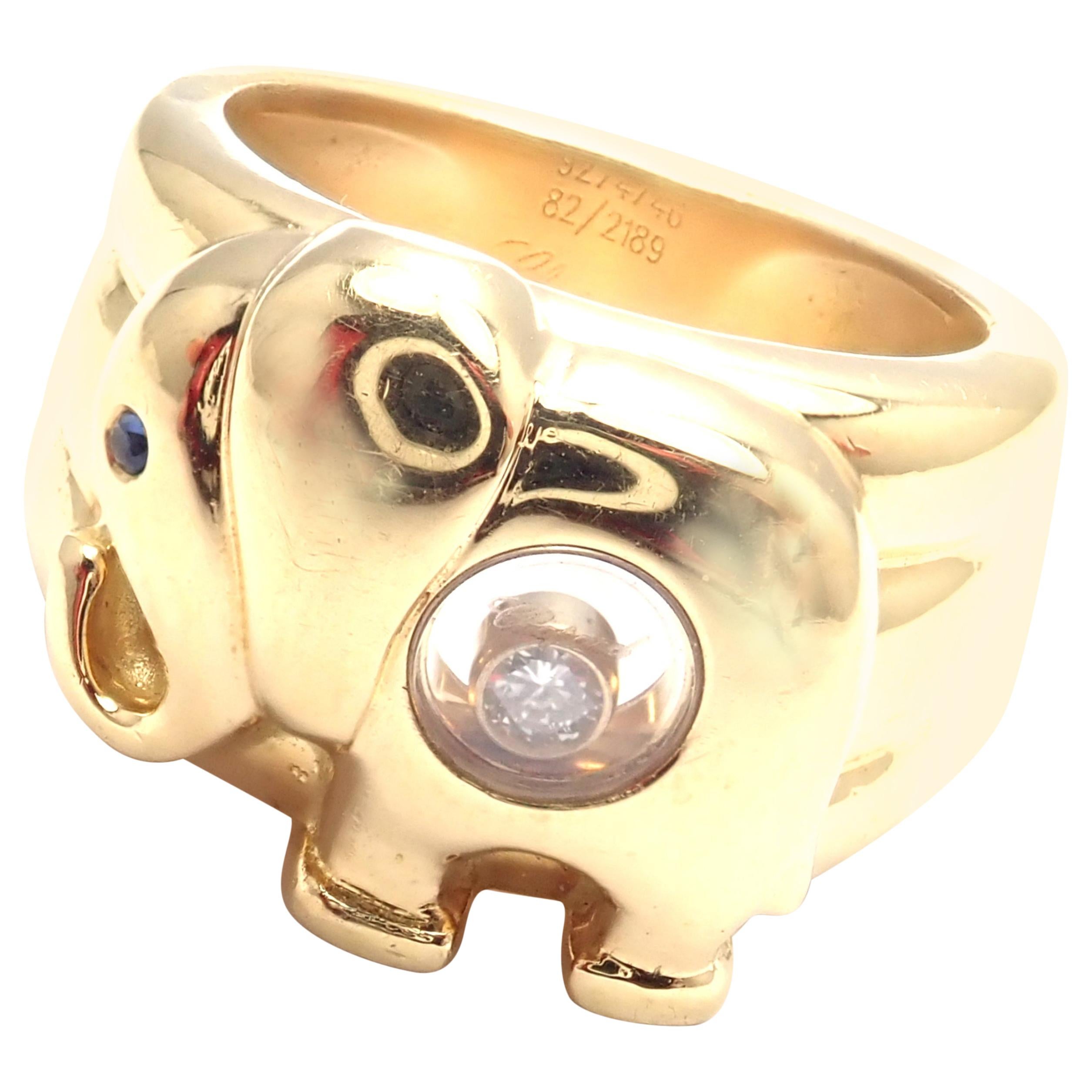Chopard Happy Diamond Elephant Wide Yellow Gold Band Ring