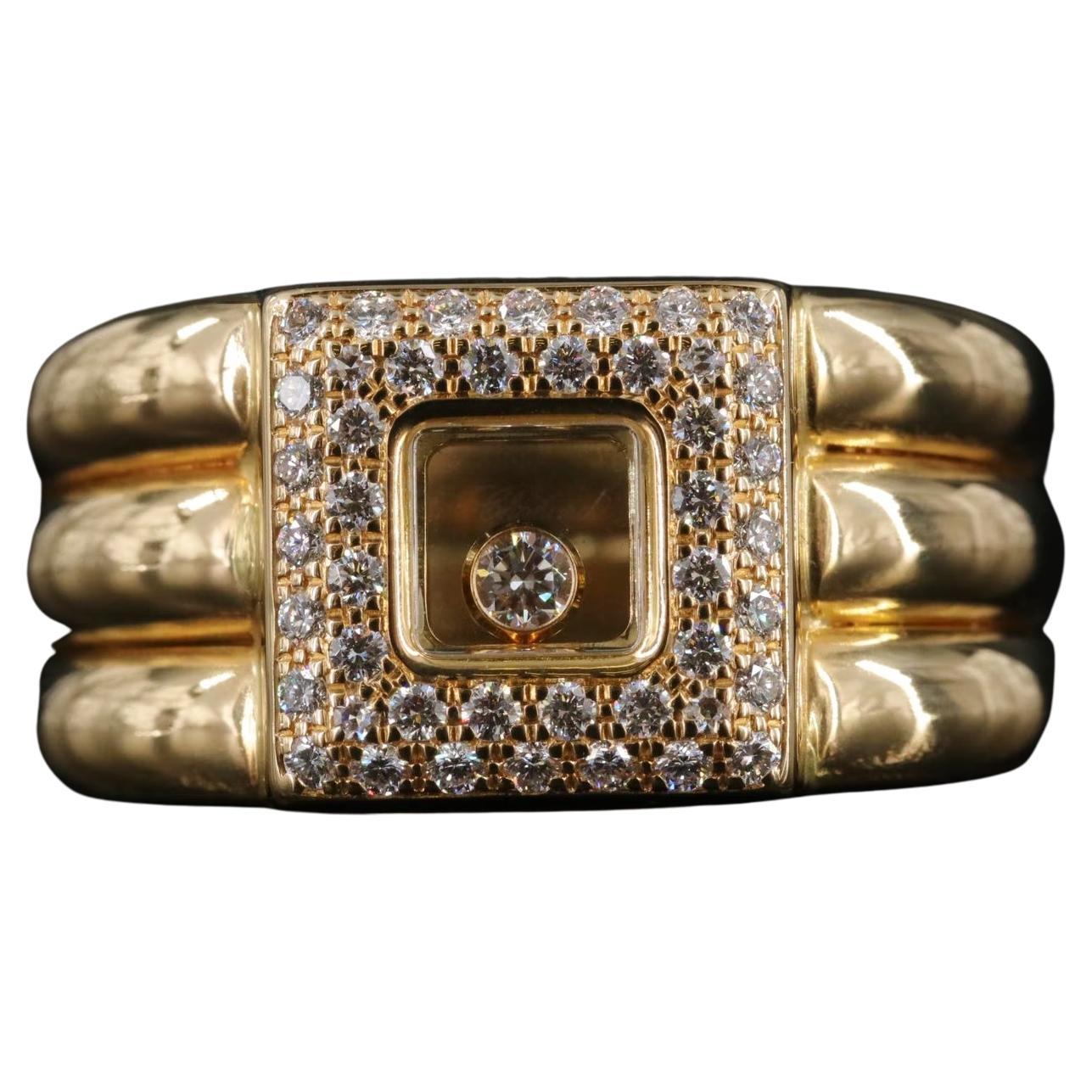 Chopard „ Happy Diamond“ Schwebender quadratischer 18K Ring / SWISS im Angebot