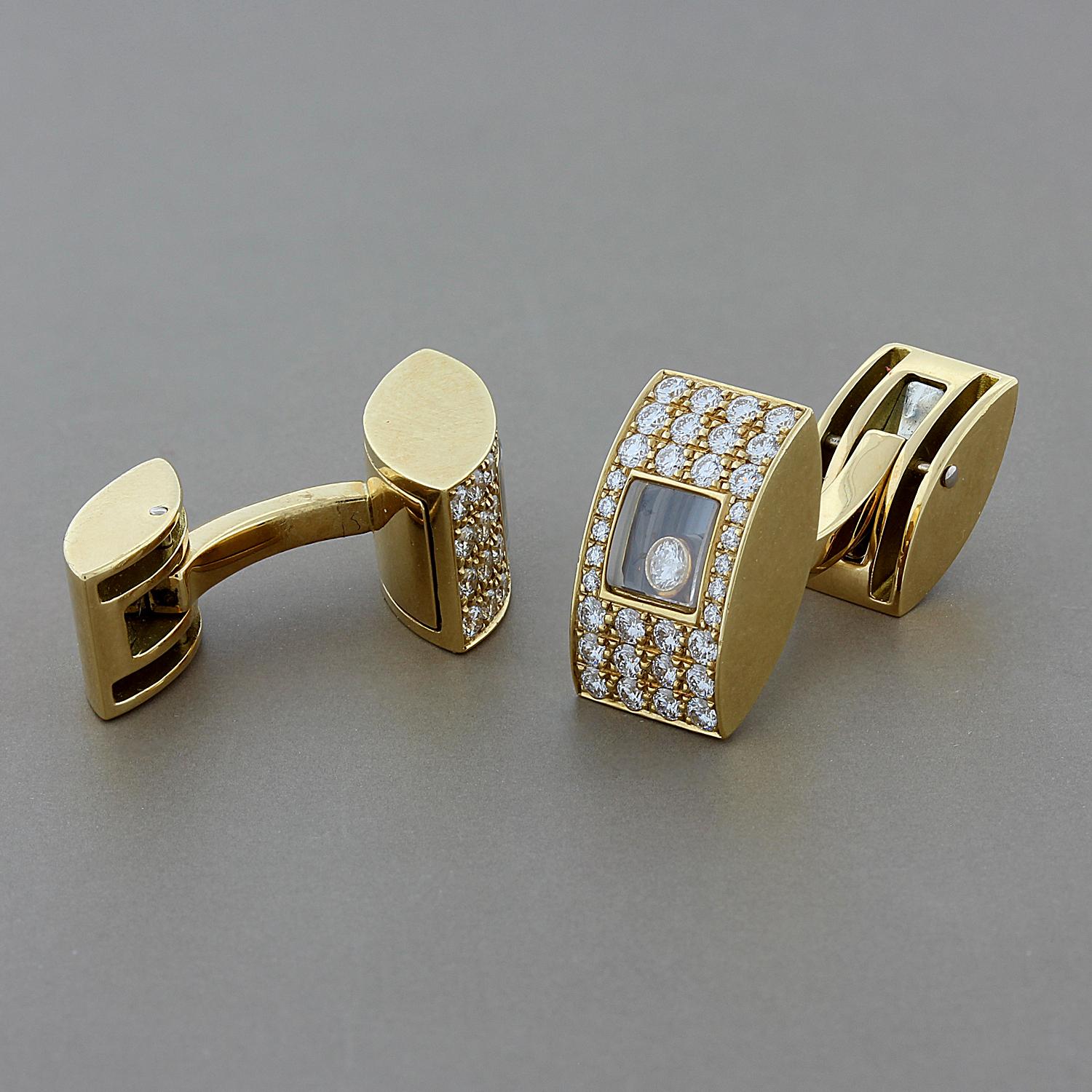 Chopard Happy Diamond Gold Cufflinks at 1stDibs
