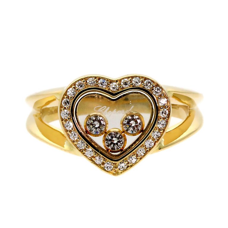 Chopard Happy Diamond Gold Diamond Ring For Sale at 1stdibs