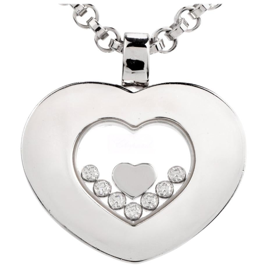 Chopard Happy Diamond Heart 18 Karat White Gold Pendant Necklace