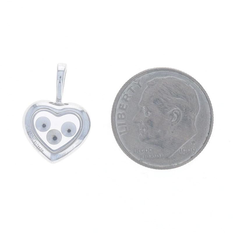 Chopard Happy Diamond Heart Floating Pendant White Gold 18k Round .12ctw Love In Excellent Condition For Sale In Greensboro, NC
