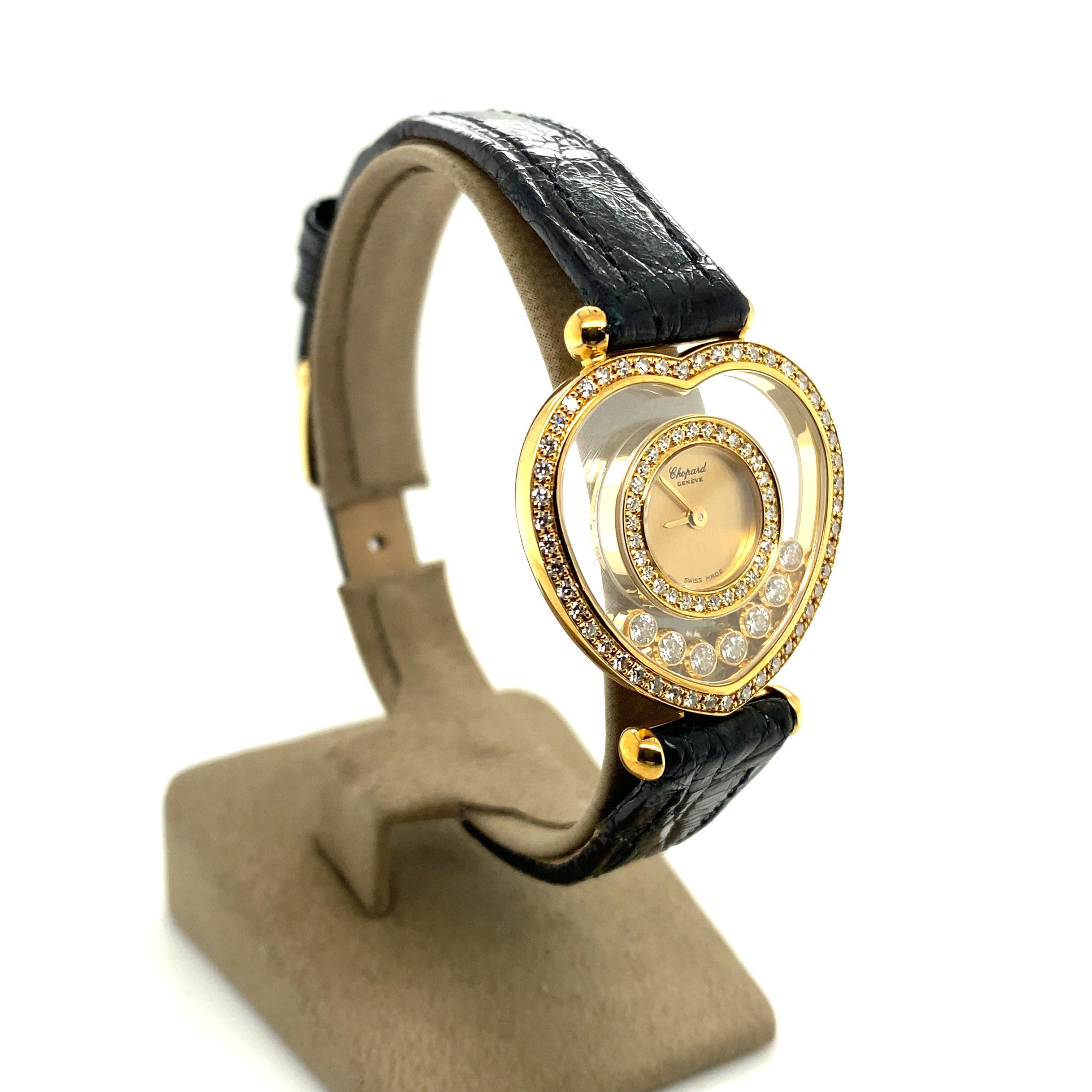 Chopard Happy Diamond Heart Ladies' Watch in 18 Karat Yellow Gold, Ref. 20/4516 For Sale 1