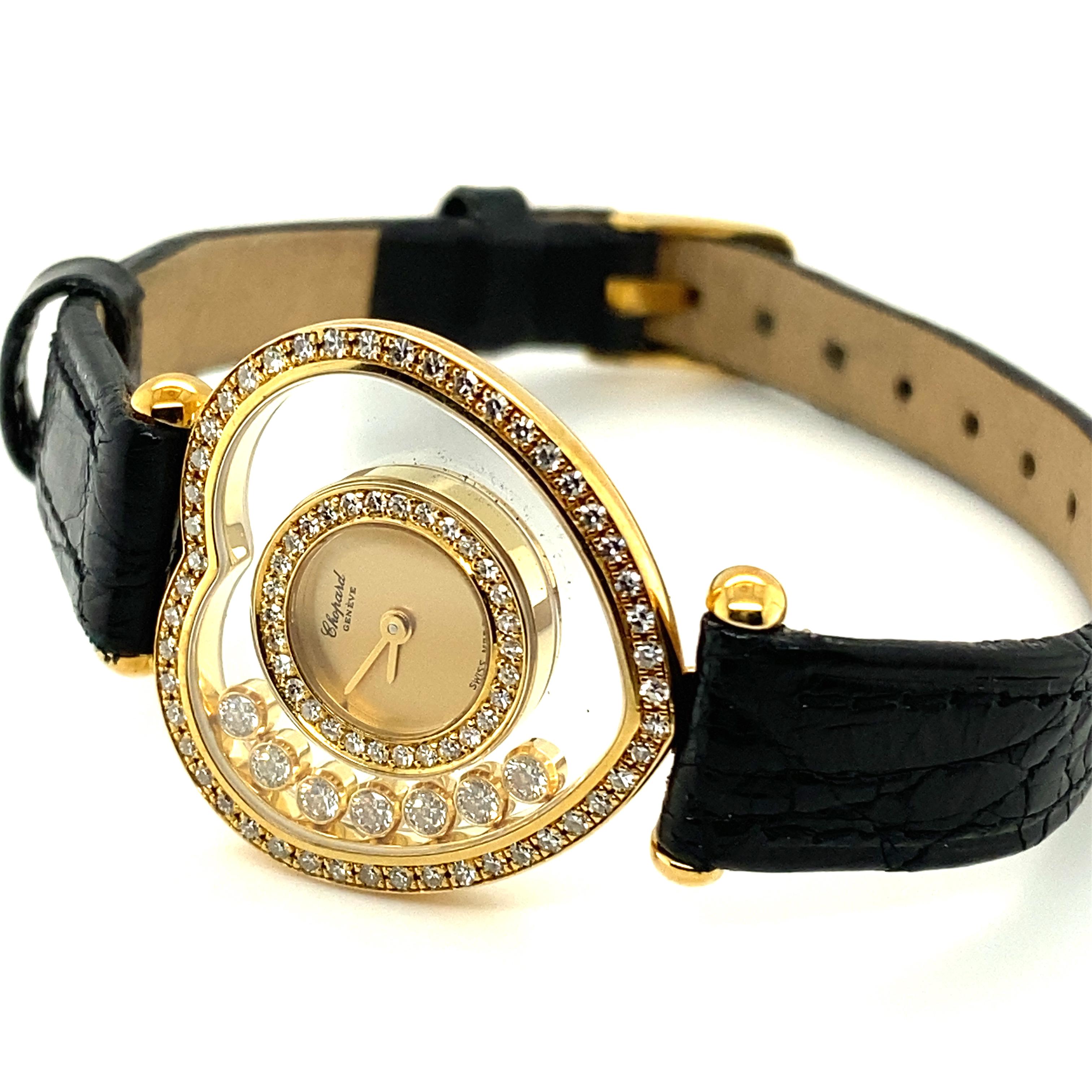 Chopard Happy Diamond Heart Ladies' Watch in 18 Karat Yellow Gold, Ref. 20/4516 In Good Condition For Sale In Lucerne, CH