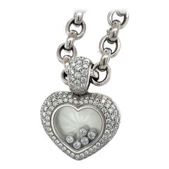 Chopard Happy Diamond Heart Pendant Necklace in 18K White Gold With Pouch/Paper