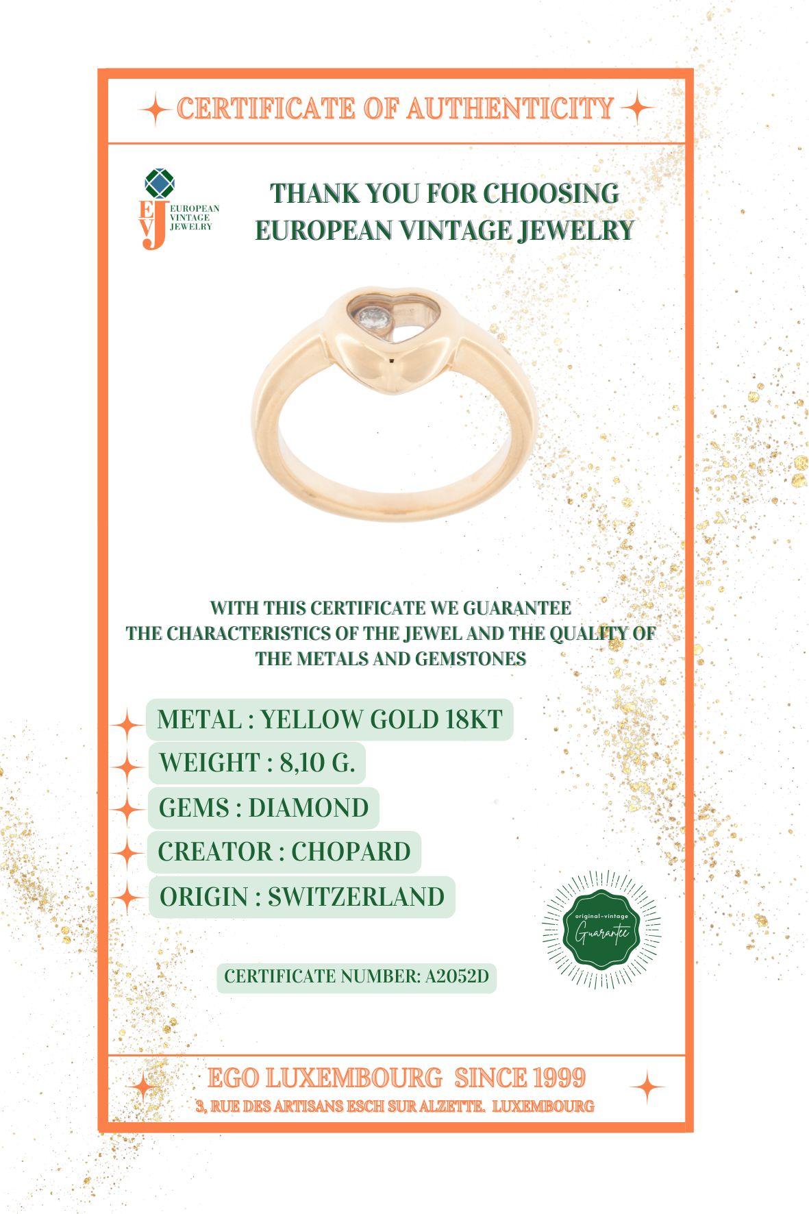 Chopard Happy Diamond Heart Ring 18 karat Yellow Gold For Sale 9