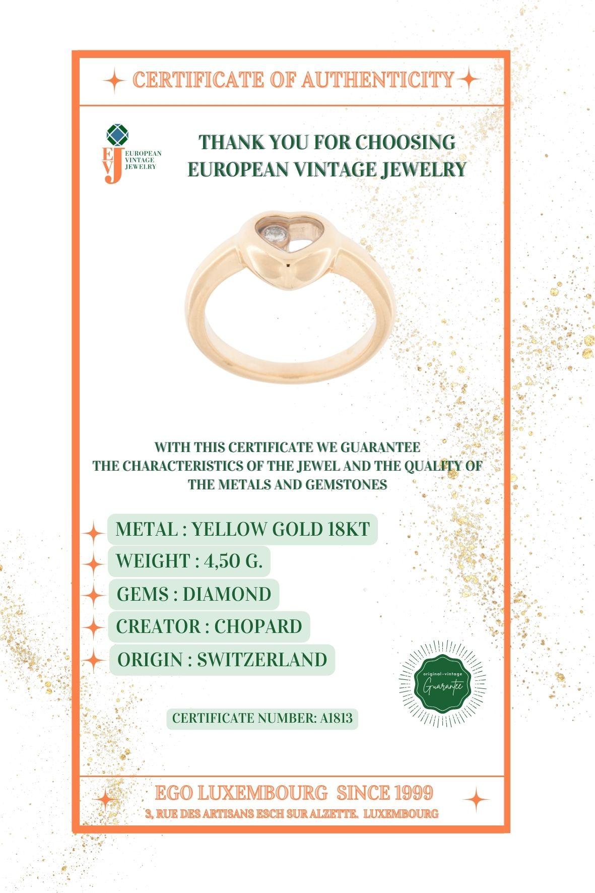 Chopard Happy Diamond Herzring aus 18 Karat Gelbgold mit Diamanten im Angebot 2