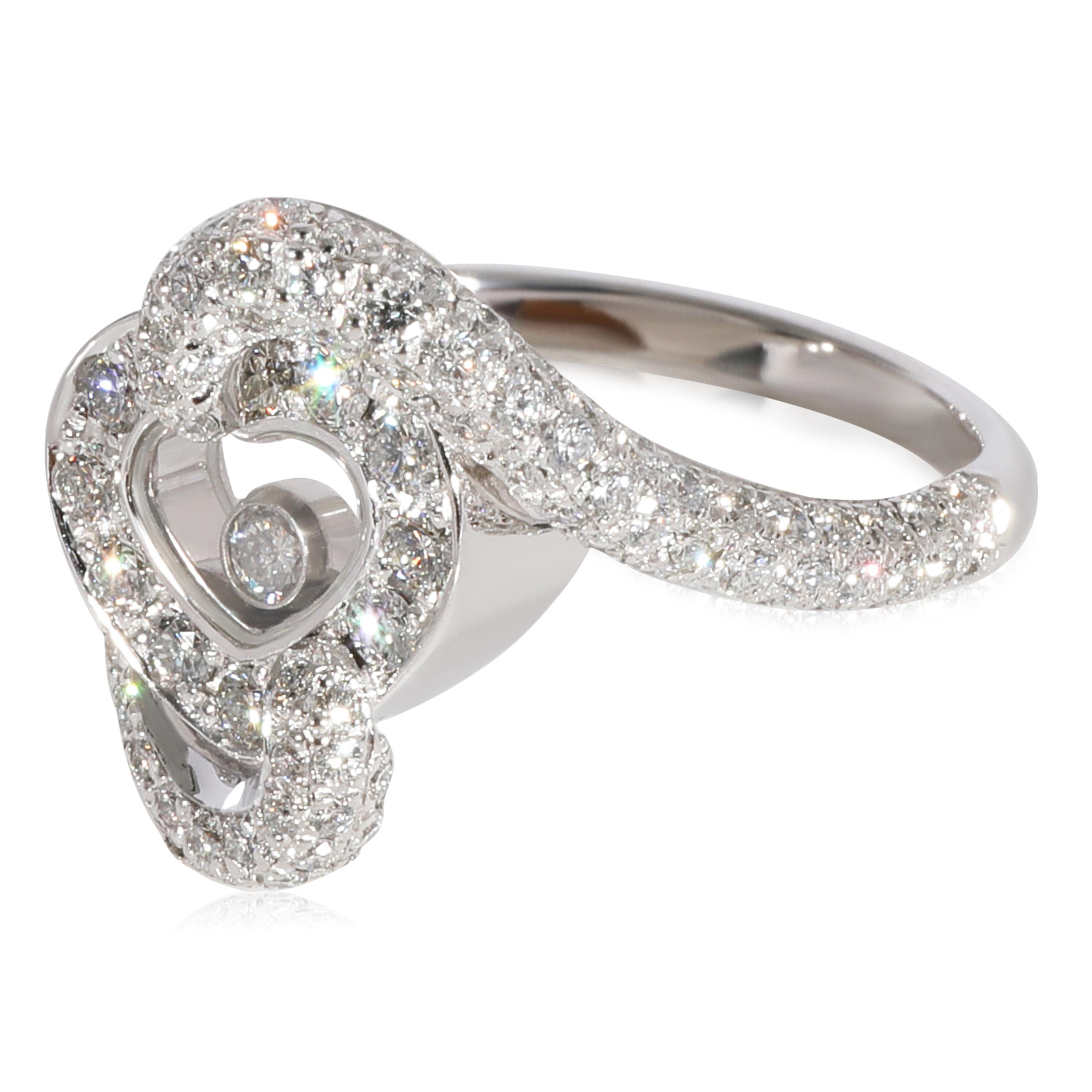 Chopard Happy Diamond Heart Ring in 18k White Gold 0.86 Ctw In Excellent Condition For Sale In New York, NY