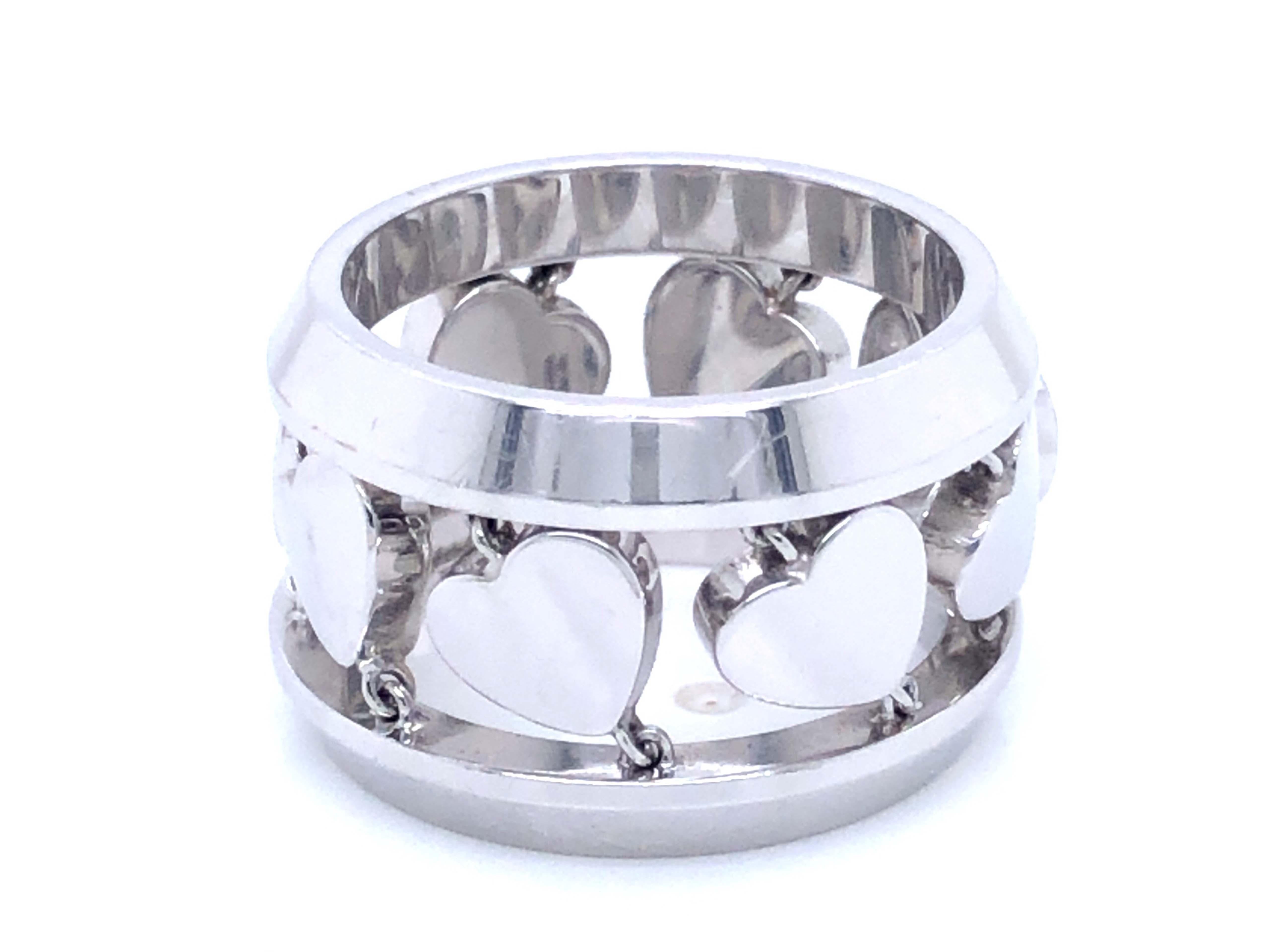 Taille ronde Chopard Happy Diamond Heart Ring en or blanc 18 carats en vente
