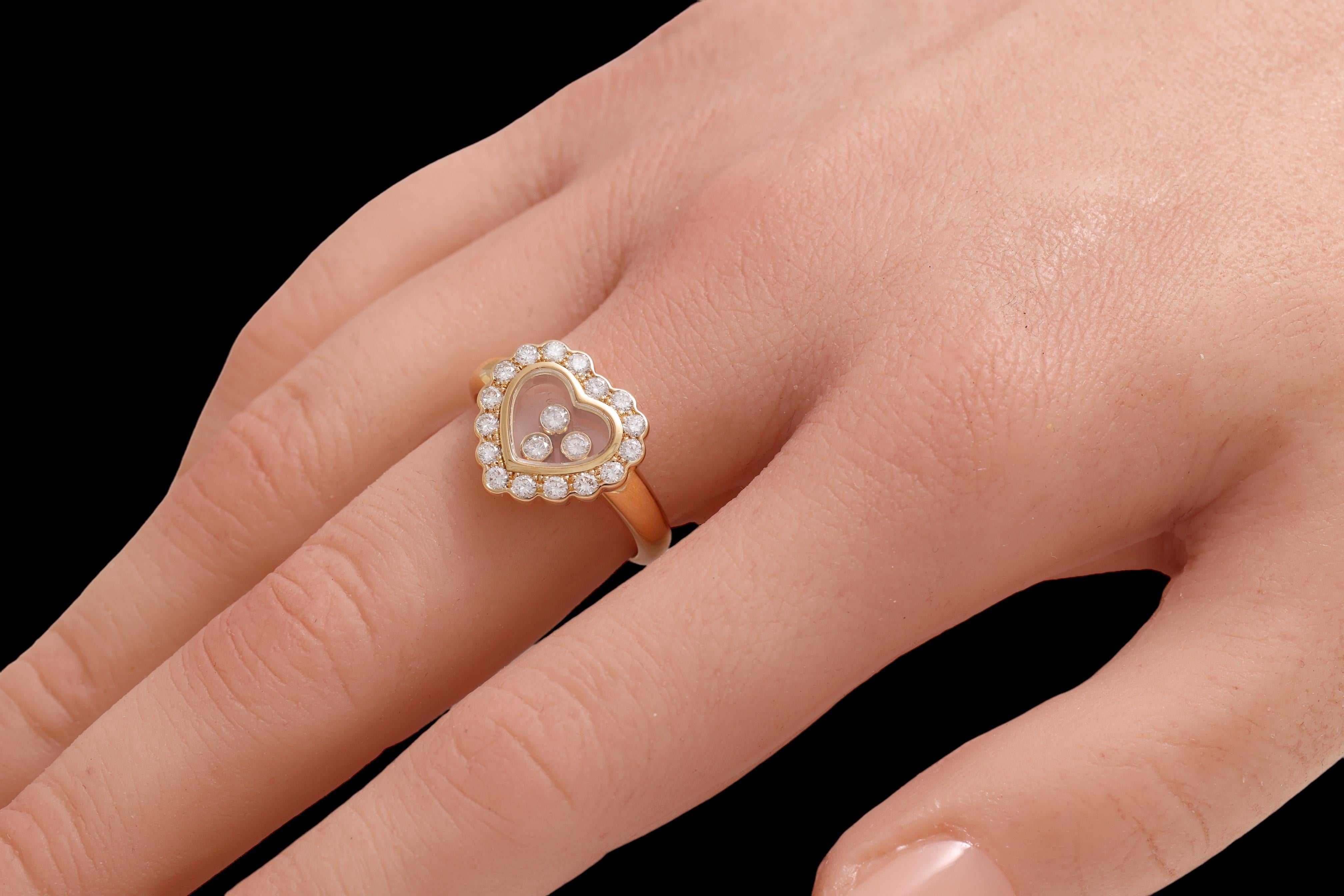 Chopard Happy Diamond Heart Shaped Ring Ref.82 4758 For Sale 4