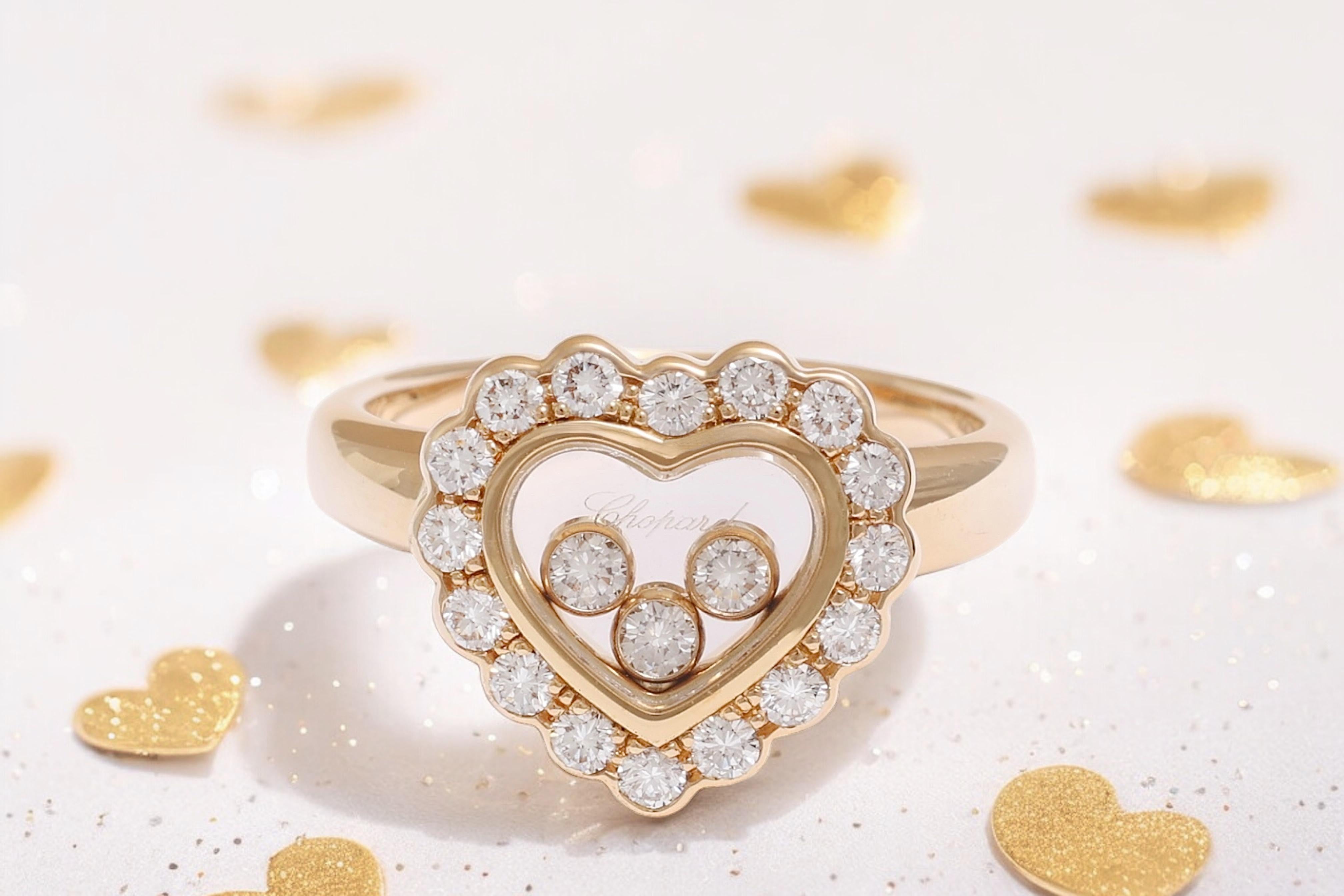 Chopard Happy Diamond Heart Shaped Ring Ref.82 4758 For Sale 7