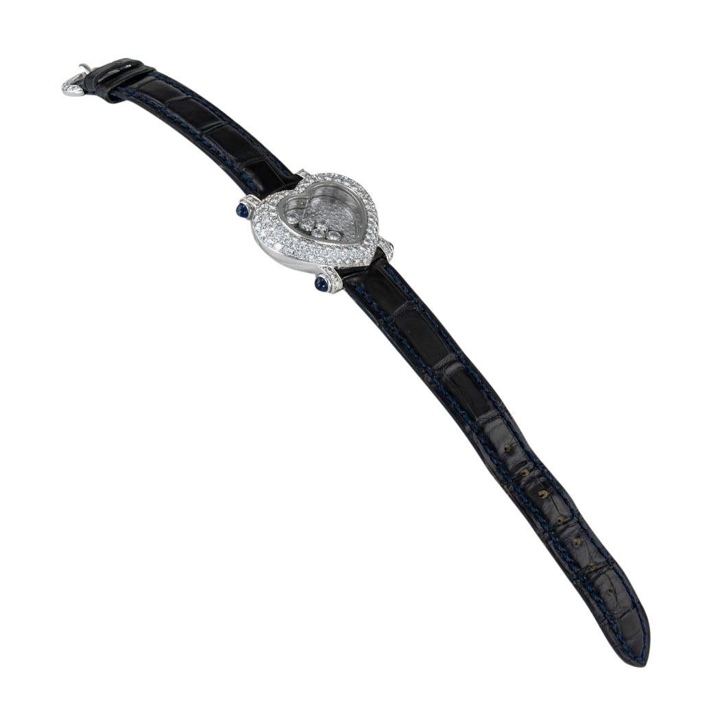 Contemporary Chopard Happy Diamond Heart Shaped White Gold Wristwatch