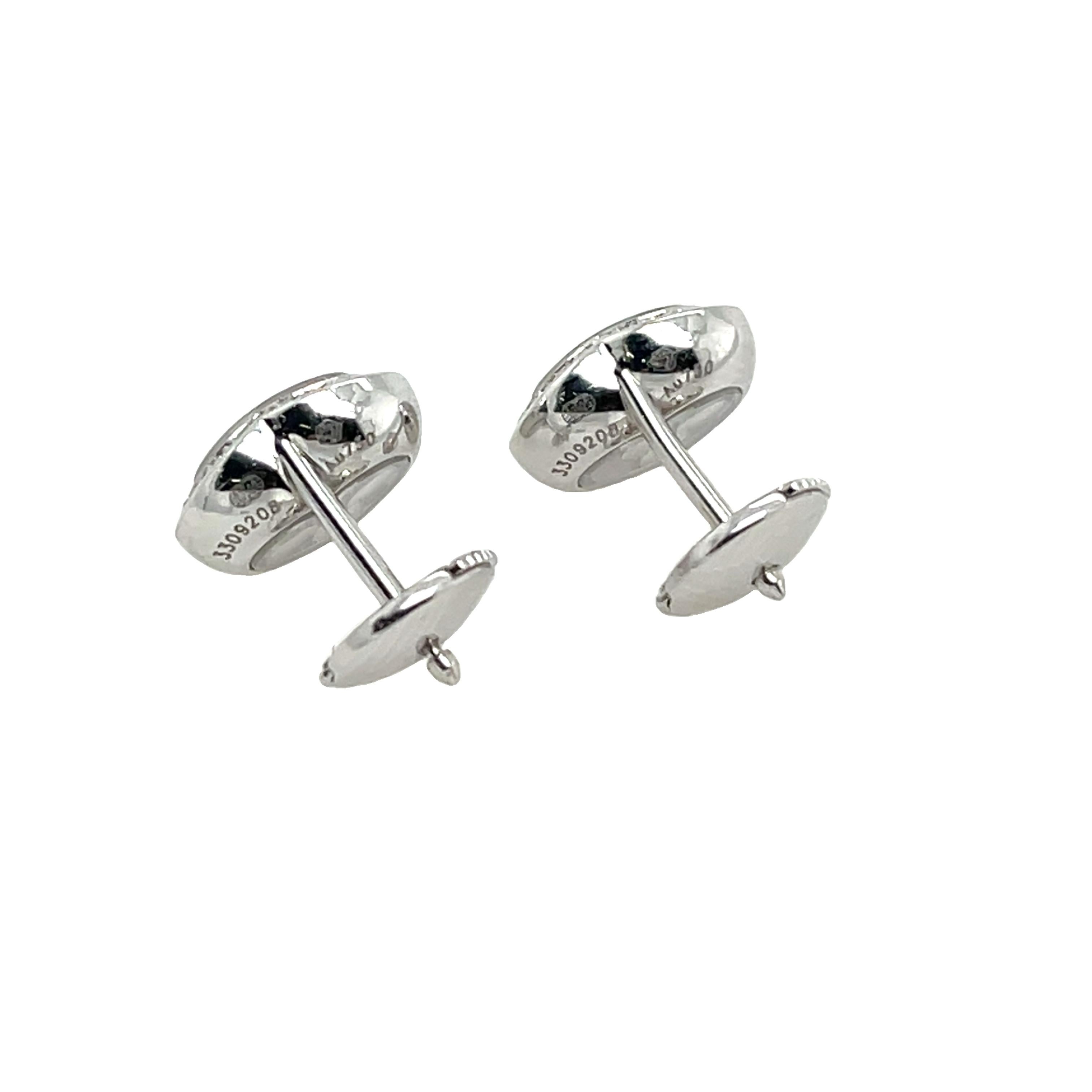 Round Cut Chopard Happy Diamond Heart Stud Earrings, 18ct White Gold For Sale