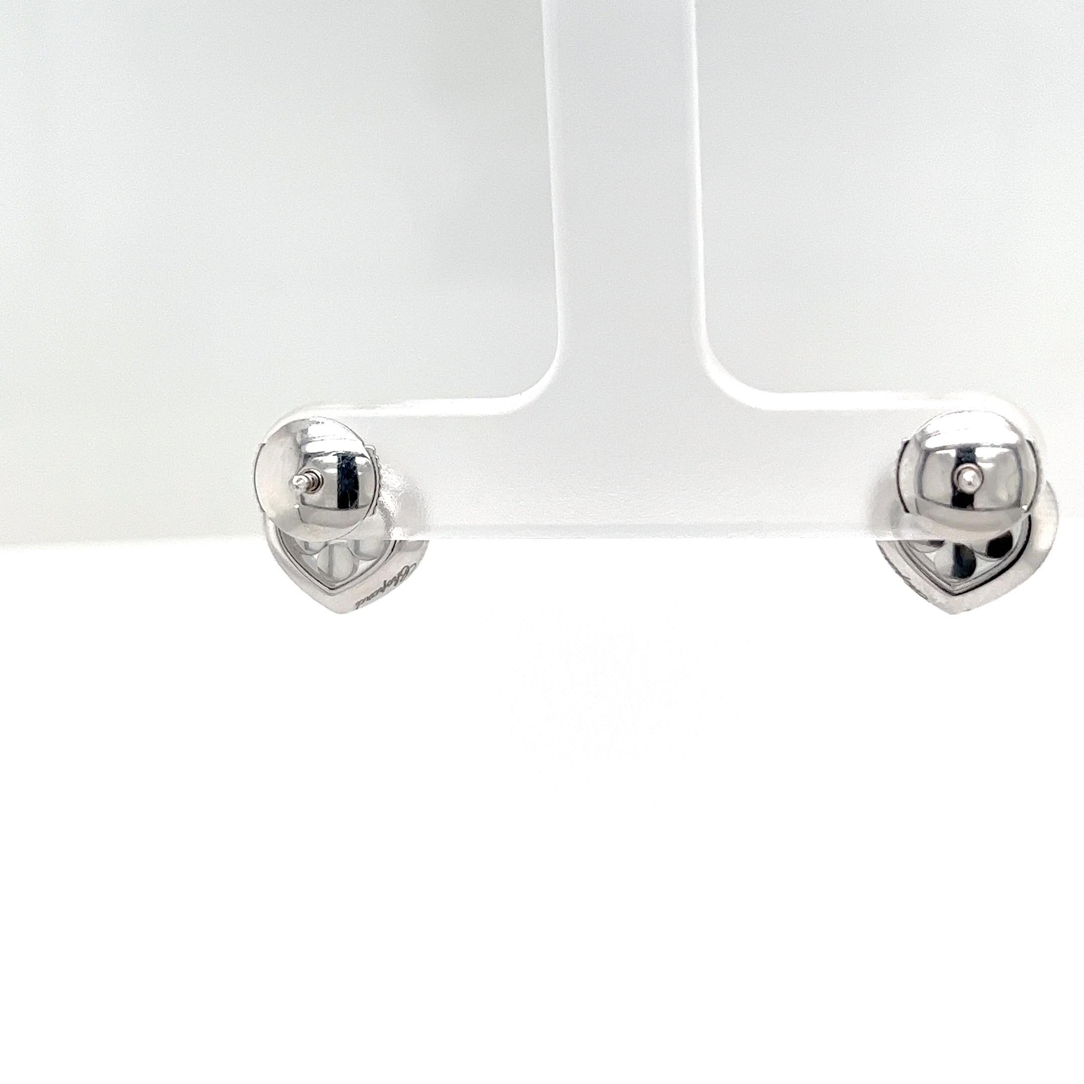 Chopard Happy Diamond Heart Stud Earrings, 18ct White Gold For Sale 4