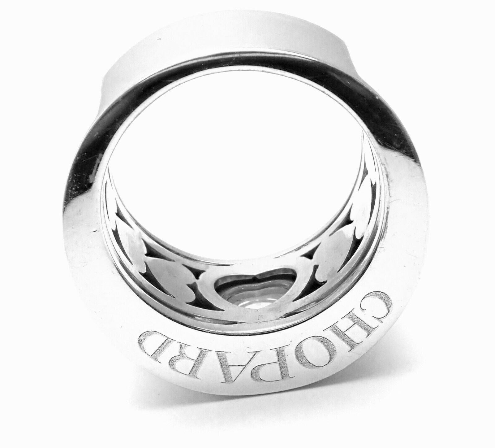 Brilliant Cut Chopard Happy Diamond Heart White Gold Wide Band Ring