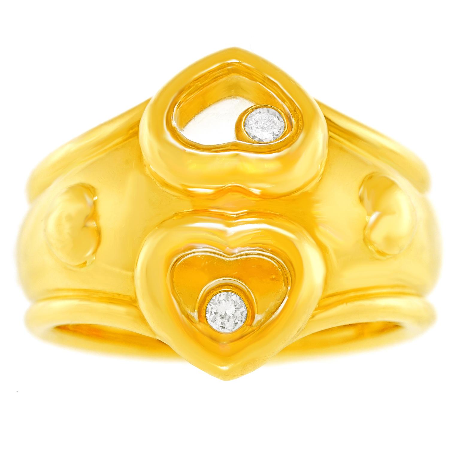 Round Cut Chopard Happy Diamond Hearts Ring For Sale