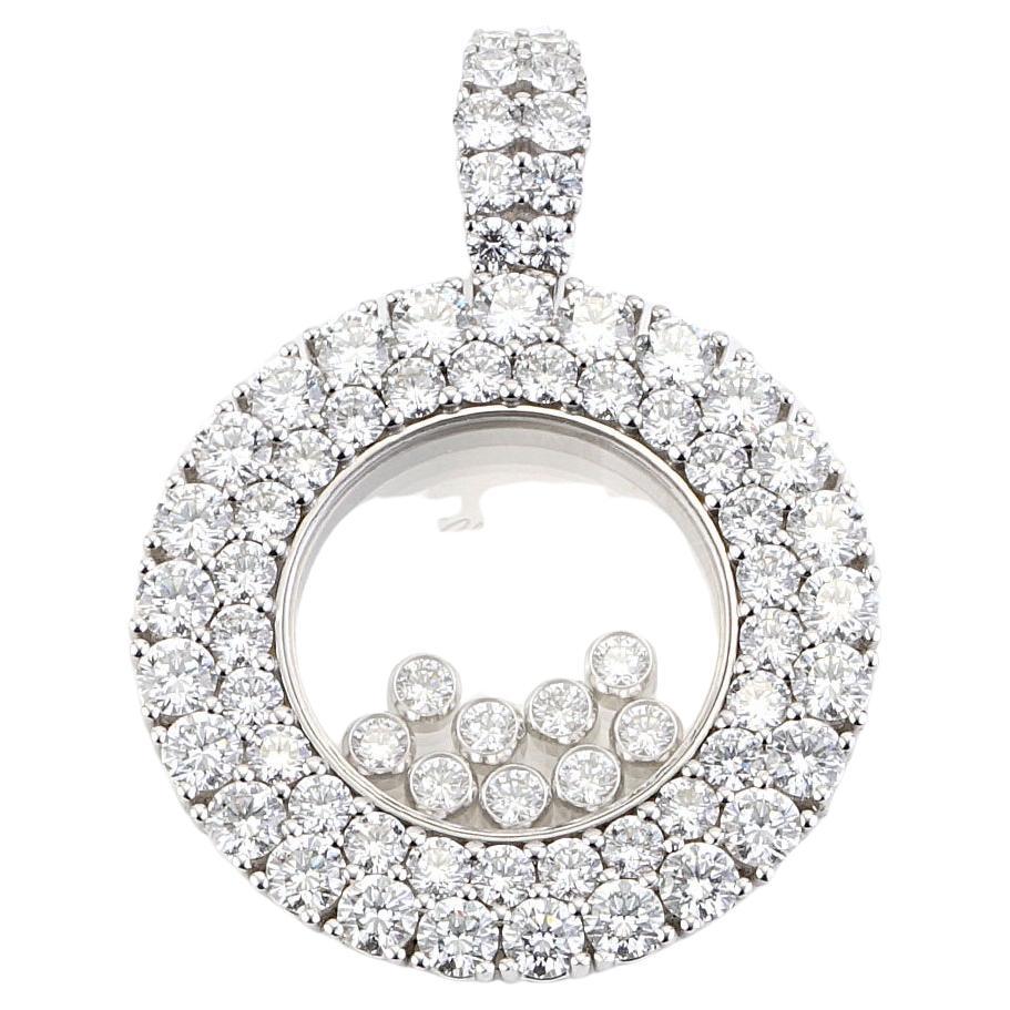 Chopard Pendentif Happy Diamond Icons double halo en or blanc 18 carats de 4,45 carats poids total