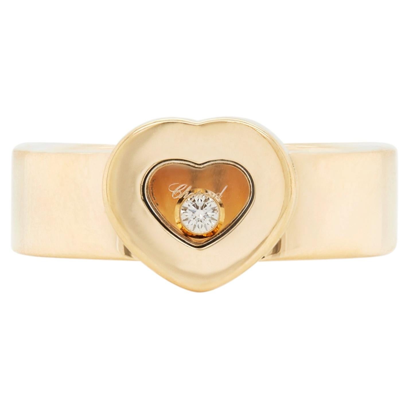 Pre-owned Chopard Happy Diamond Icons Heart 18 Carat Yellow Gold Dress Ring
