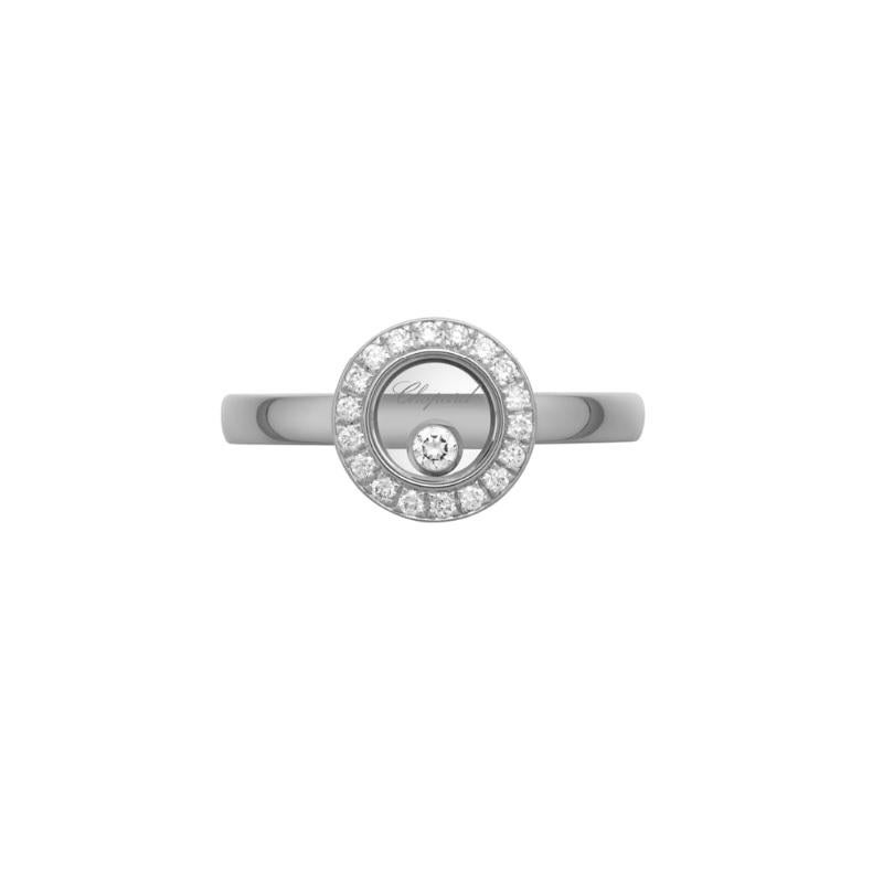 Chopard Happy Diamond Icons Ring 
18k Weißgold 
Diamant 0,19 Karat Gesamtgewicht 
Ring Größe 53
82A017/1210