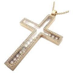 Chopard Collier pendentif « Happy Diamond » en or jaune avec grande croix et diamants