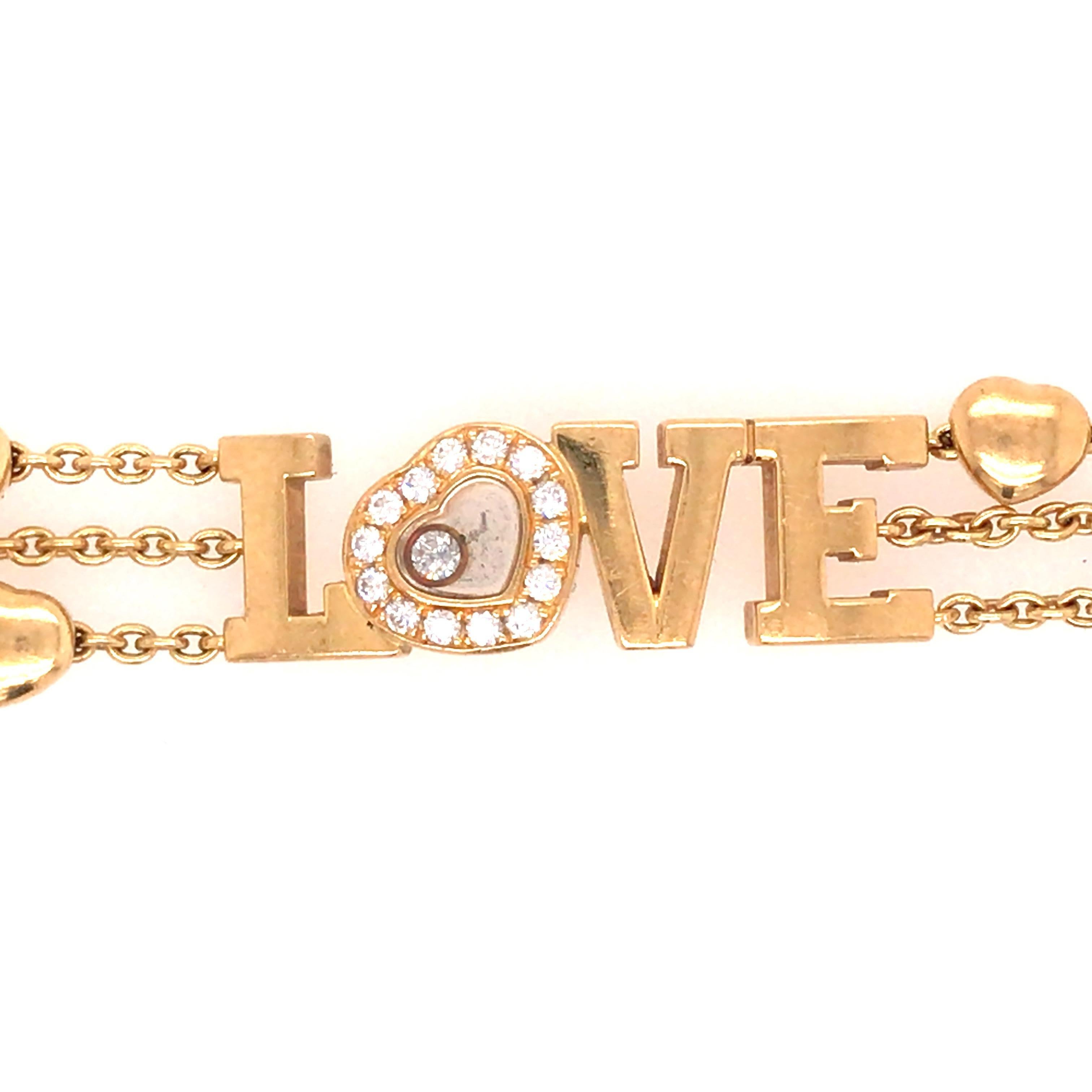 Chopard Happy Diamond Love Bracelet in 18K Yellow Gold In Good Condition In Boca Raton, FL