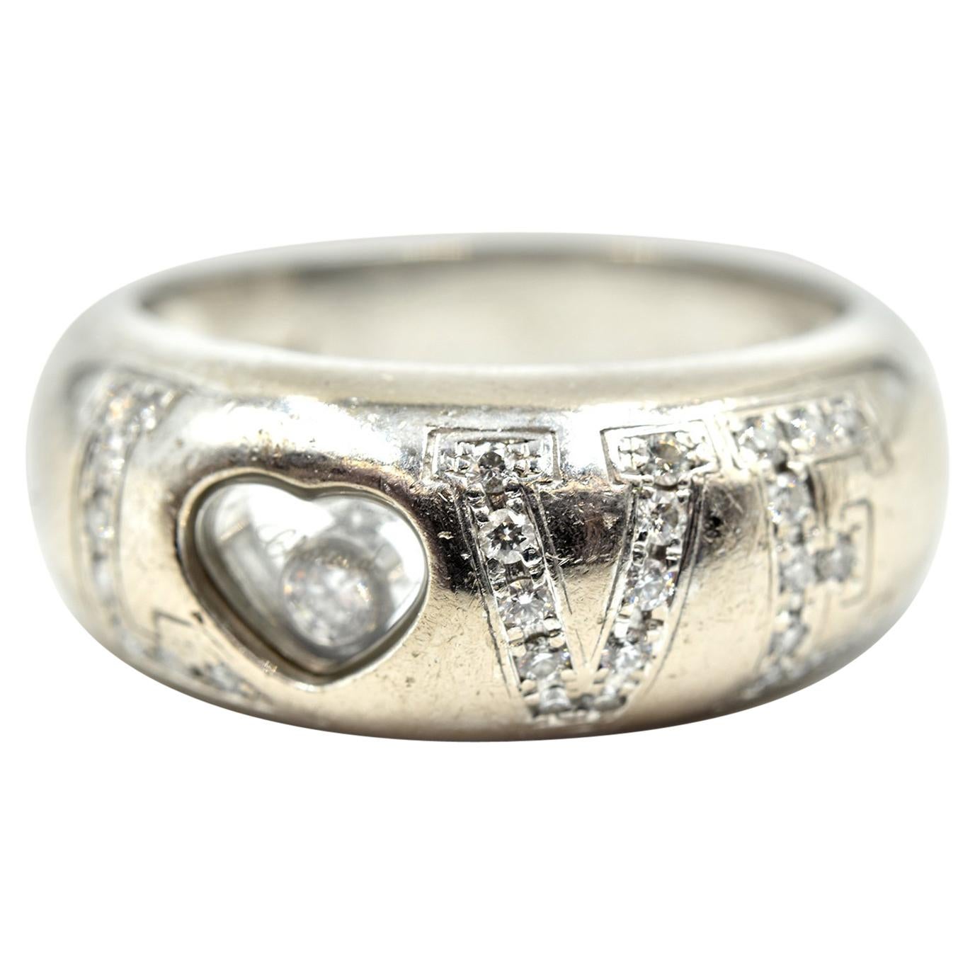 Chopard Happy Diamond “Love” Ring 18 Karat White Gold