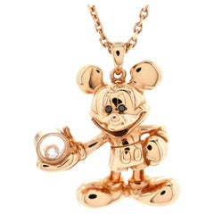 Chopard Happy Diamond Mickey Mouse Pendant Necklace 18K Rose Gold with Floating