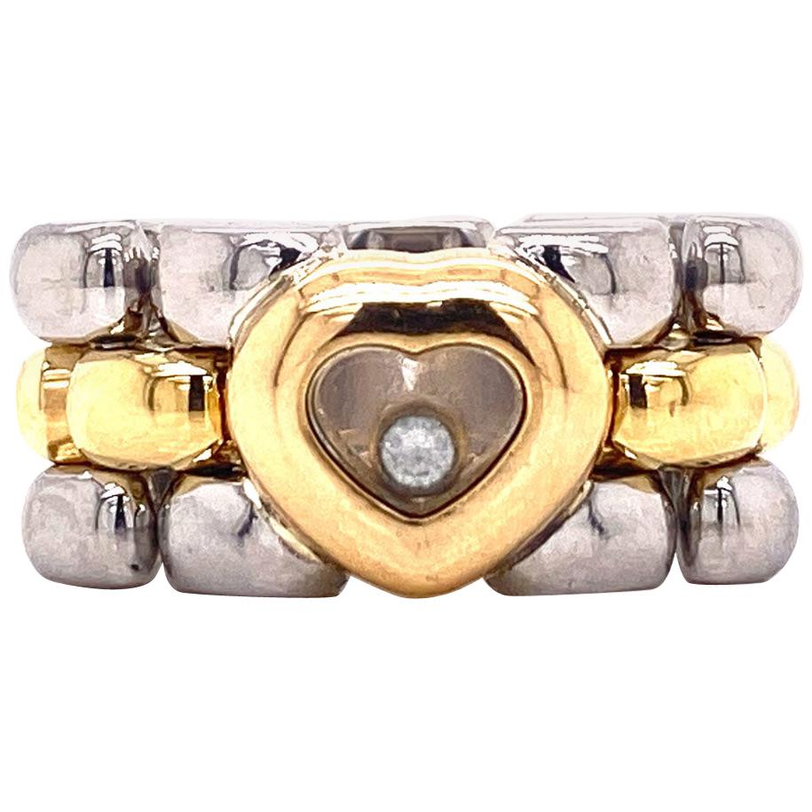 Chopard Happy Diamond Panther Link Ring 18 Karat Yellow Gold Stainless Steel