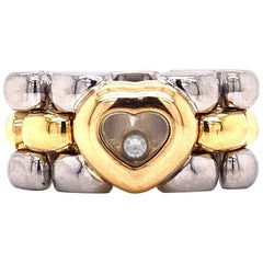 Chopard Happy Diamond Panther Link Ring 18 Karat Yellow Gold Stainless Steel