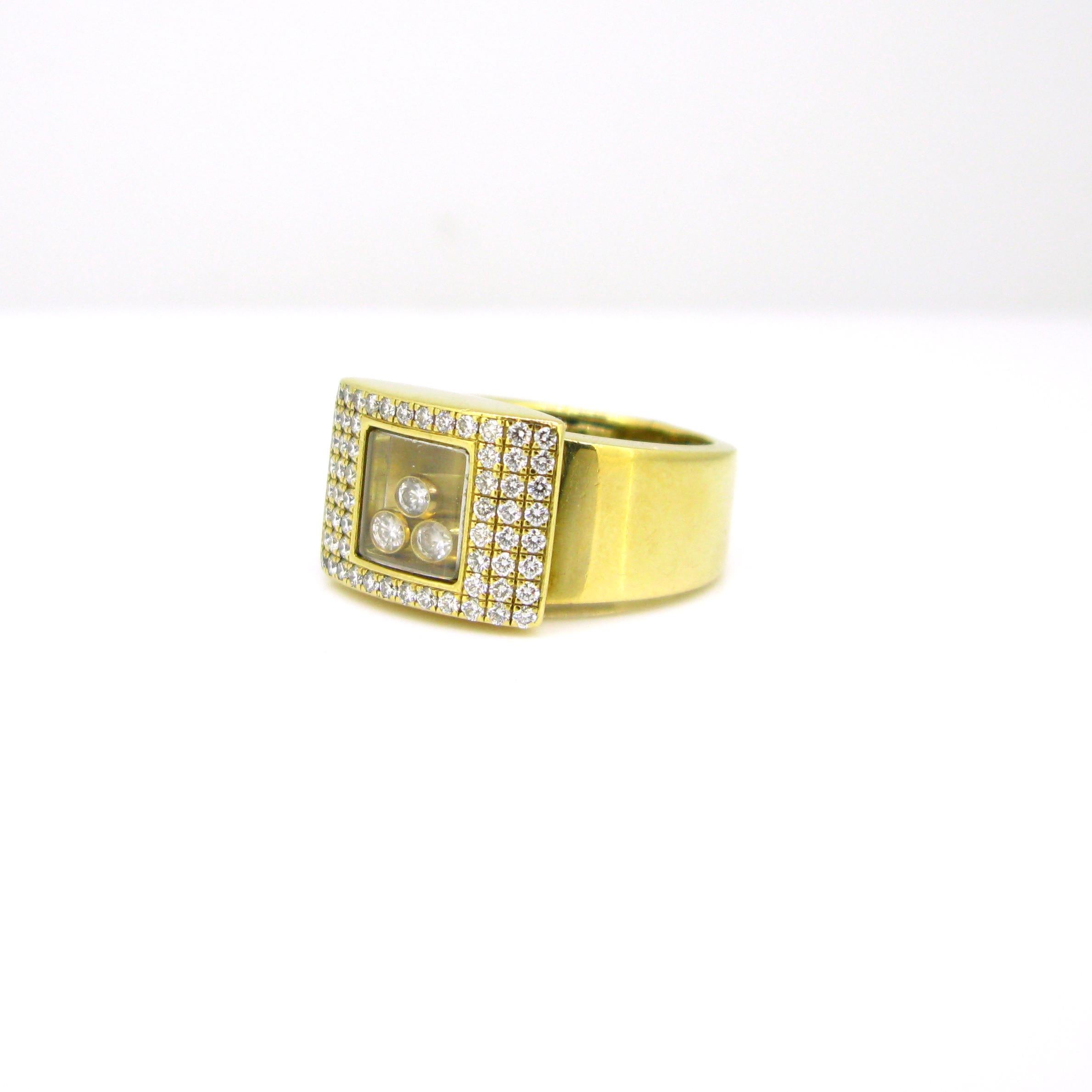 Chopard, bague Happy Diamond Pave en or jaune 18 carats Bon état - En vente à London, GB
