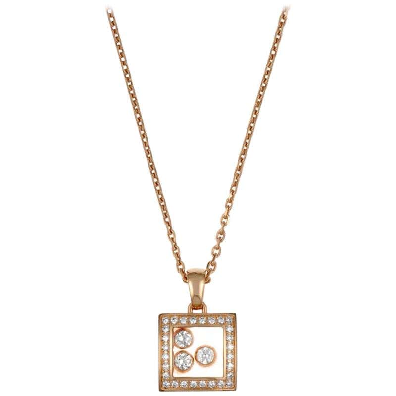 Chopard Happy Amore Gold Floating Diamond Heart Pendant Necklace at 1stDibs