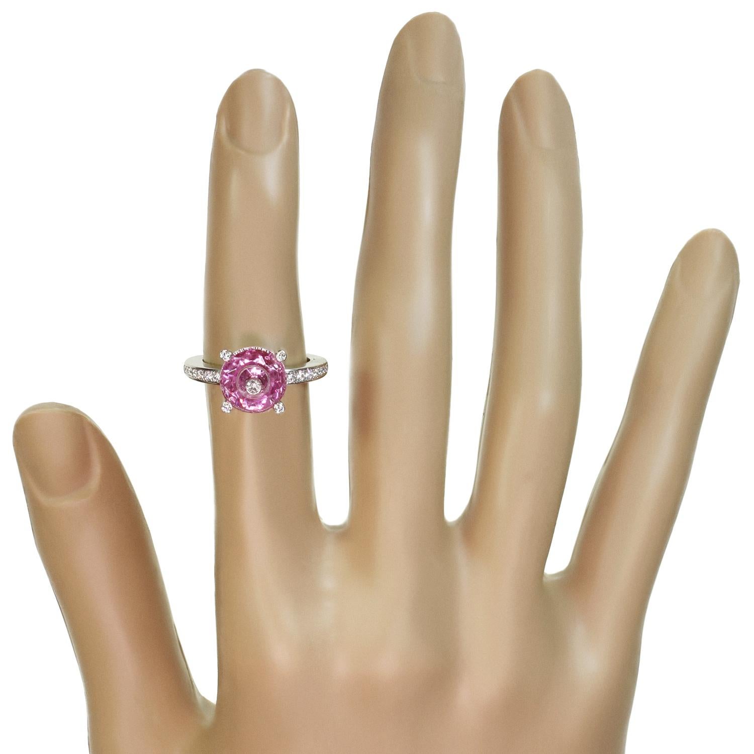 Happy Diamond Ring aus Weißgold mit rosa Quarz von Chopard (Rundschliff)