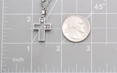 Chopard Happy Diamond Pink Sapphire 18k Weißgold Kreuz Anhänger Halskette