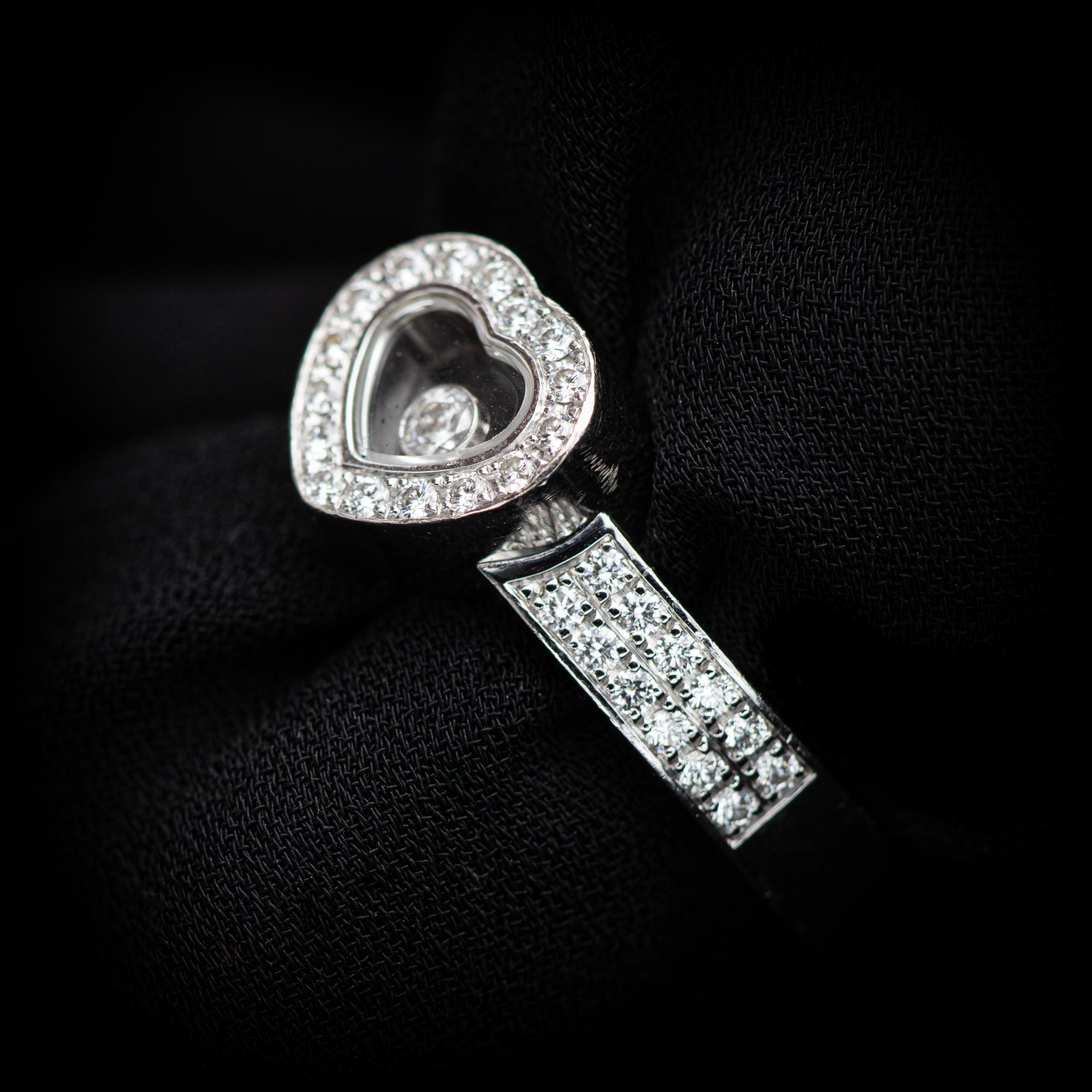 Chopard Happy Diamond ring - 18k white gold with authentic certificate 14