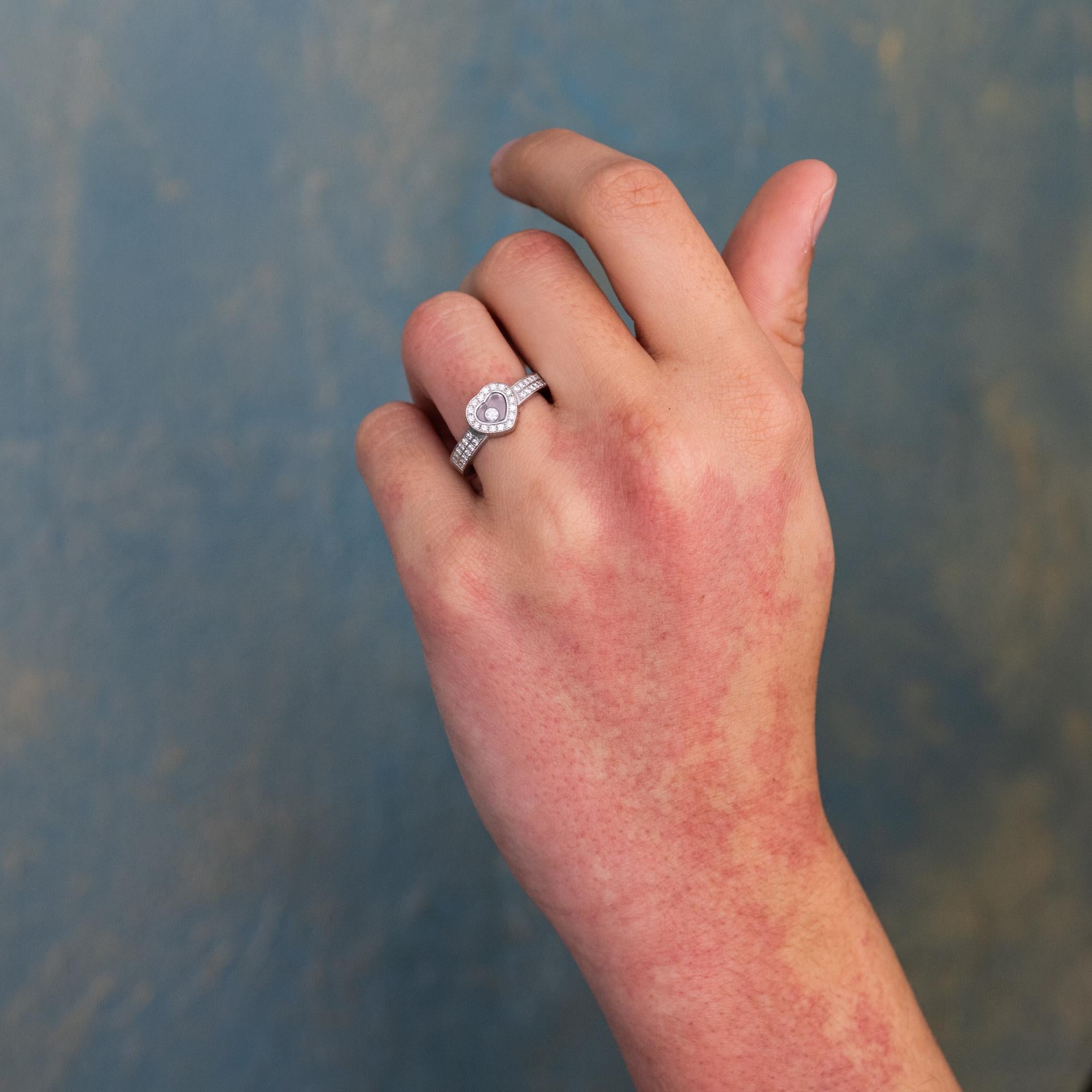Chopard Happy Diamond ring - 18k white gold with authentic certificate In Good Condition In Antwerp, BE