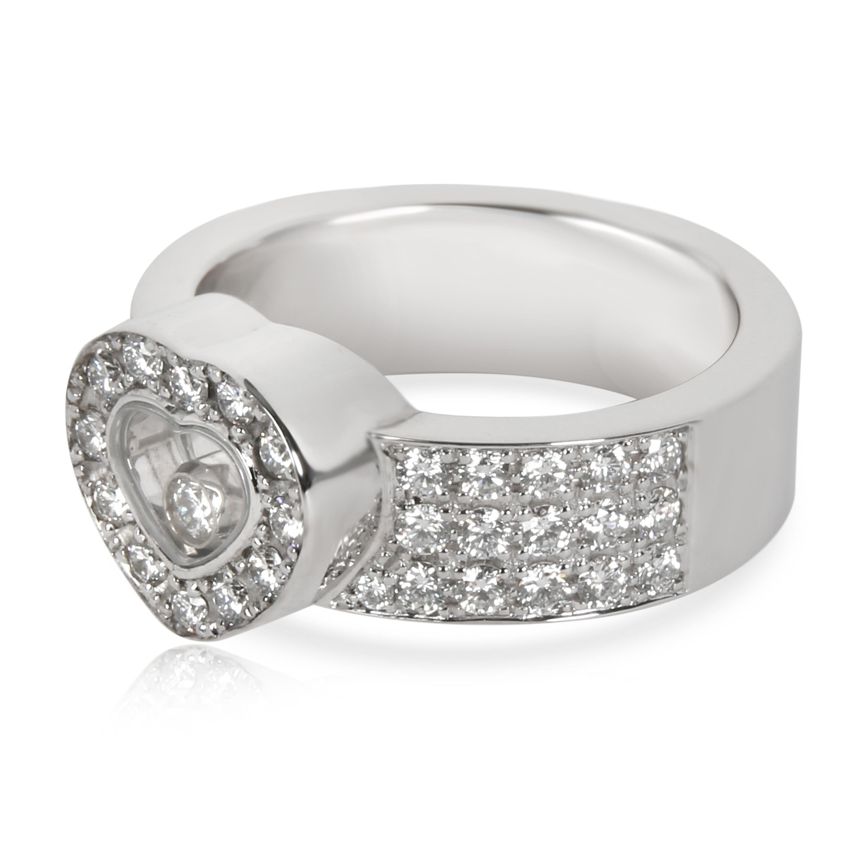 Women's Chopard Happy Diamond Ring in 18 Karat White Gold 1 Carat