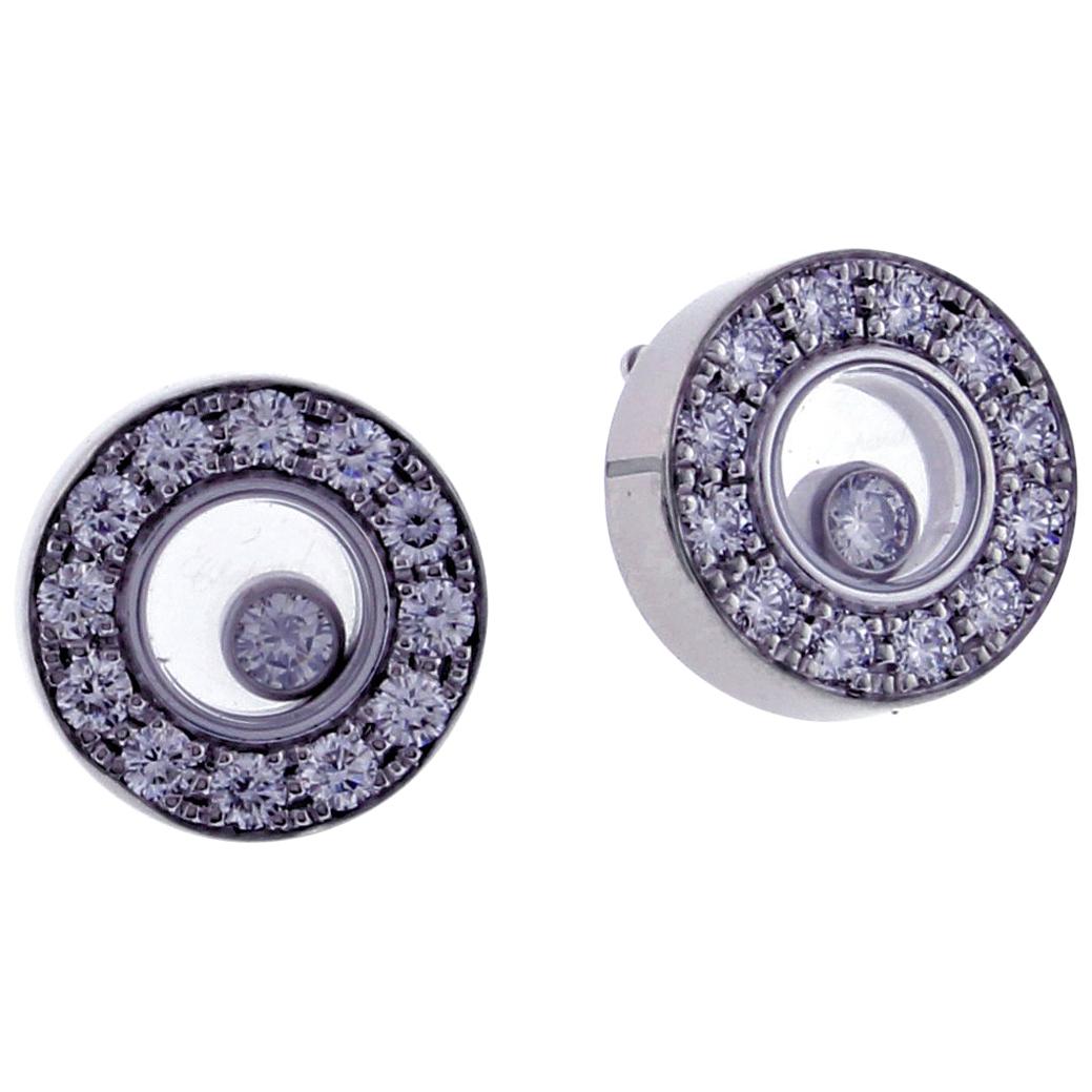 Chopard Happy Diamond Round Earring For Sale