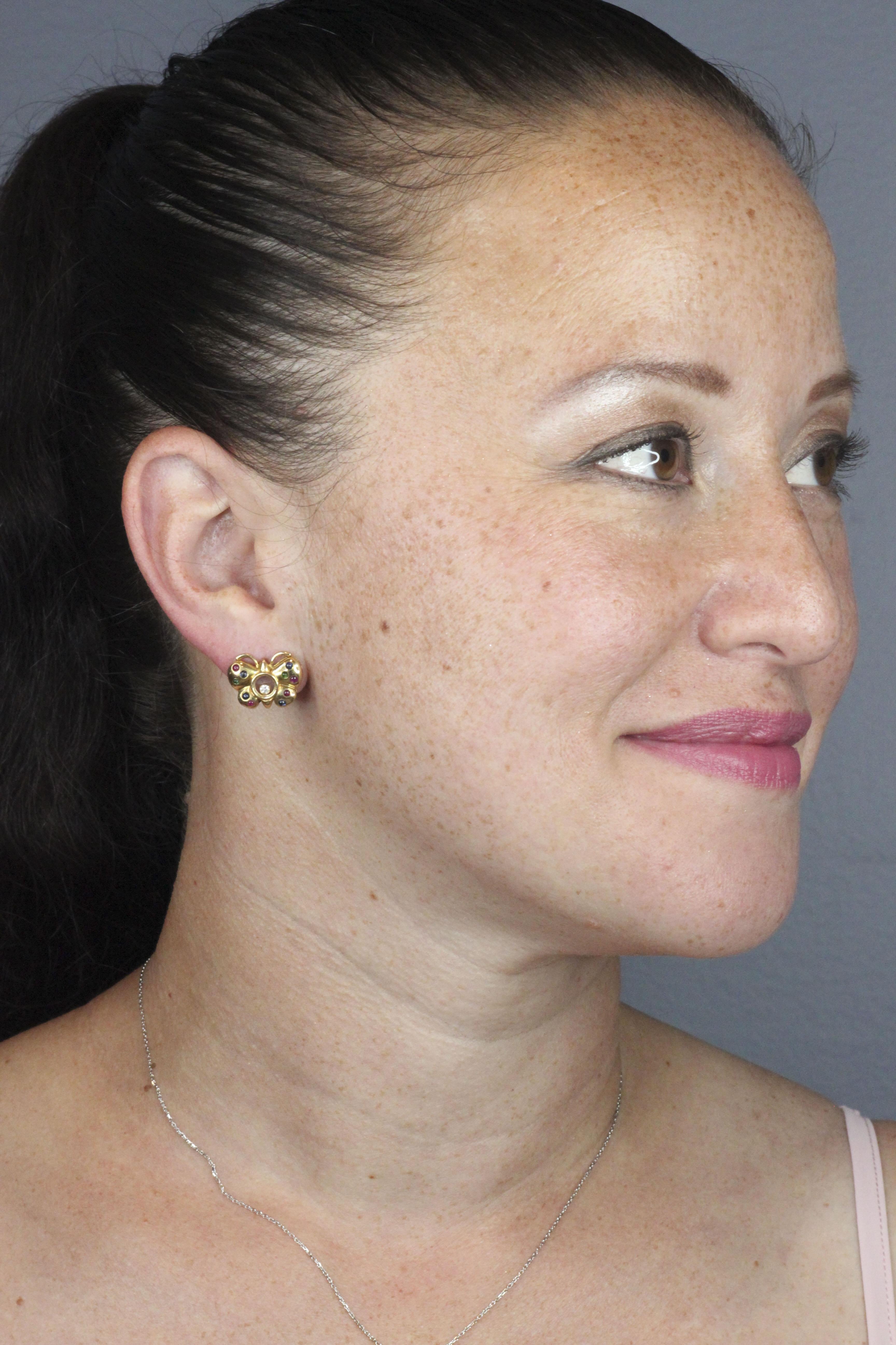 Chopard Happy Diamond Ruby Sapphire 18k Yellow Gold Butterfly Stud Earrings For Sale 3