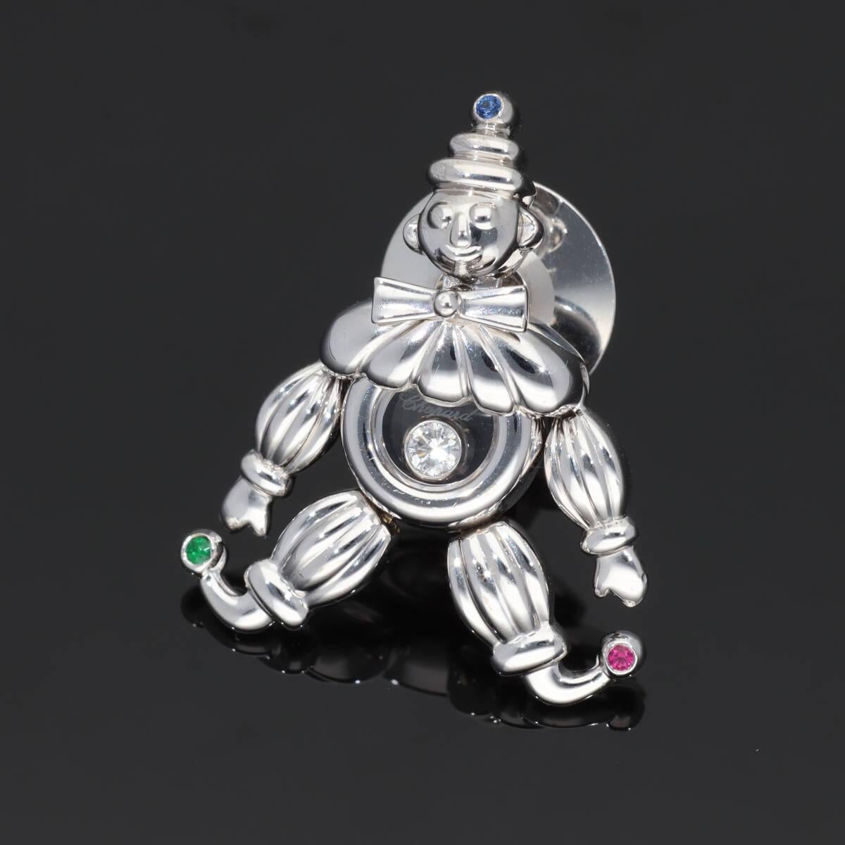 Chopard Happy Diamond Sapphire Ruby Emerald Clown Pin Brooch 90/2182 750 Gold For Sale 4