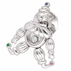 Chopard Happy Diamond Sapphire Ruby Emerald Clown Pin Brooch 18K WG 90/2182