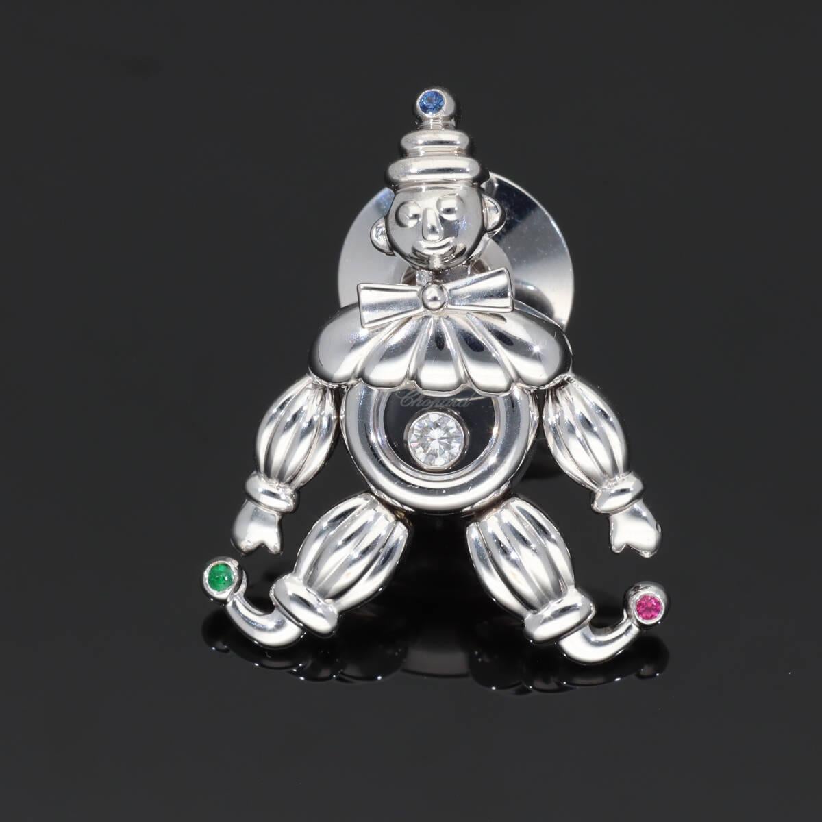 Chopard Happy Diamond Sapphire Ruby Emerald Clown Pin Brooch 90/2182 750 Gold For Sale 5