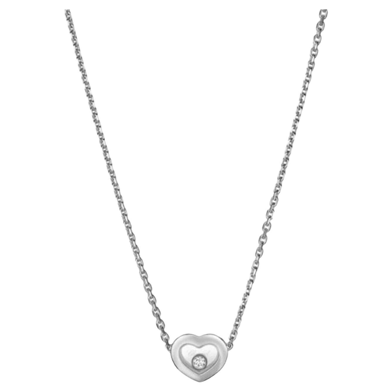 Chopard Happy Diamond Small Heart Pendant Necklace 18k White Gold