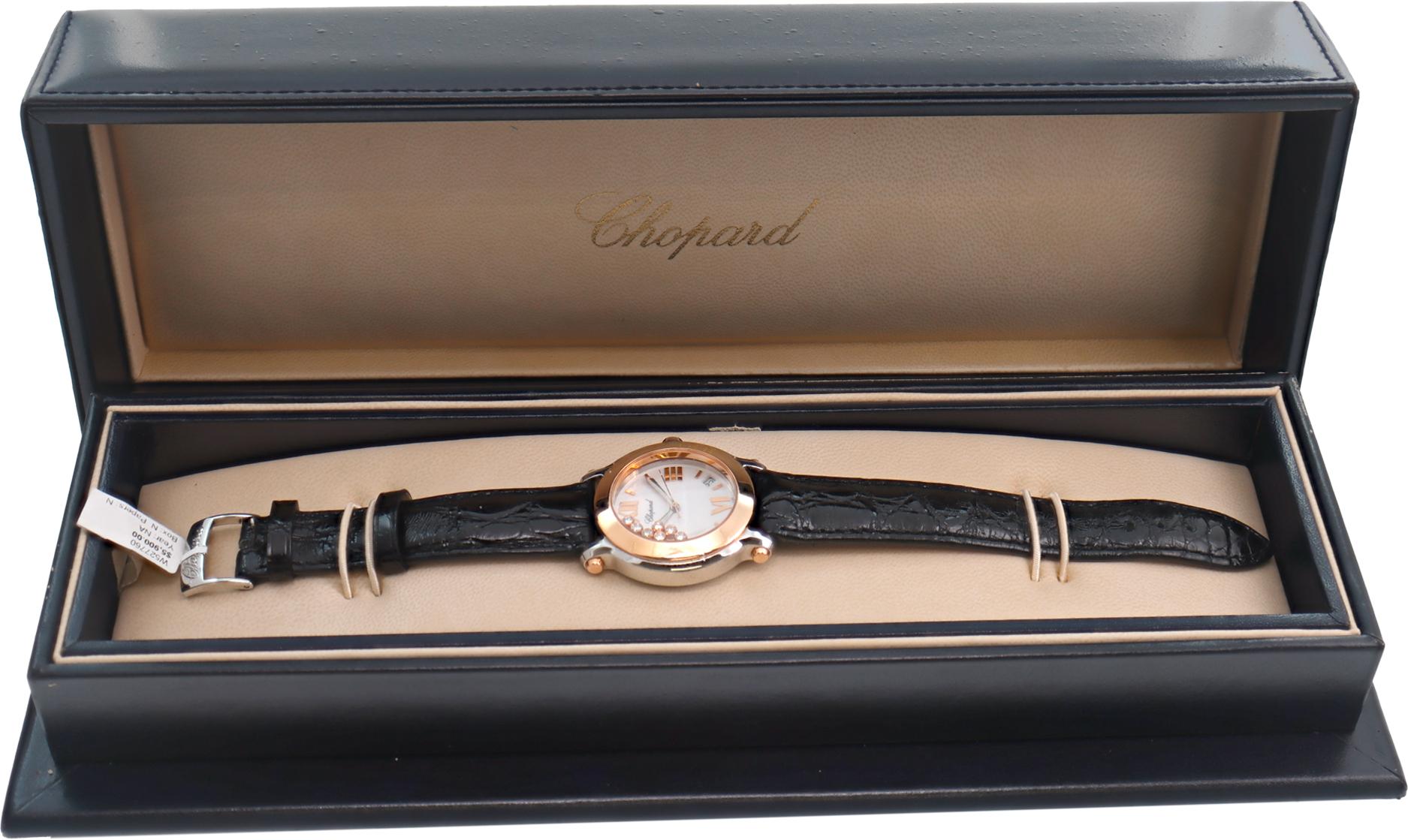Chopard Happy Diamond Steel & Rose Gold Quartz Wristwatch Ref1420711-8475 For Sale 2