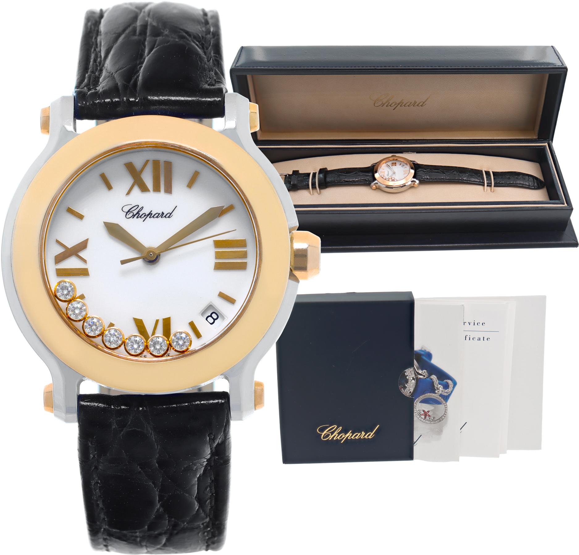Chopard Happy Diamond Steel & Rose Gold Quartz Wristwatch Ref1420711-8475 For Sale 4