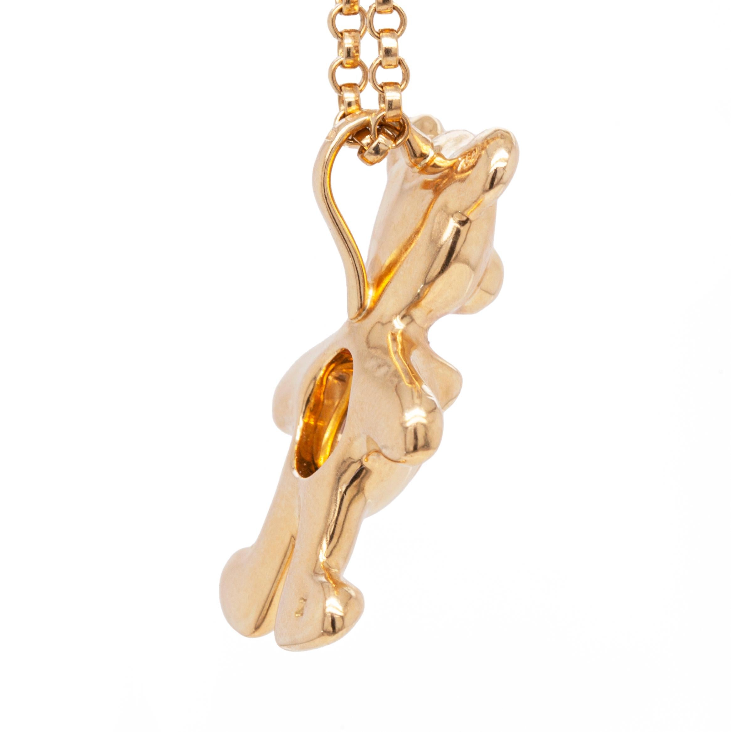 Modern Chopard Happy Diamond Teddy Bear 18K Gold Pendant and Chain