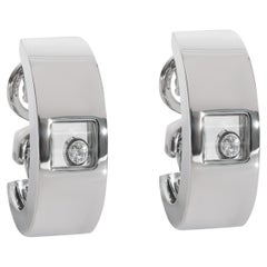 Chopard Happy Diamond Vintage Hoop Earrings in 18k White Gold 0.1 Ctw