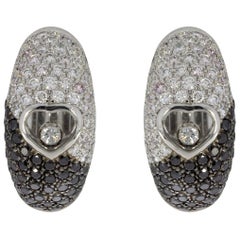 Chopard Happy Diamond White Gold 3.40 Carat Round Diamond Hoop Earrings