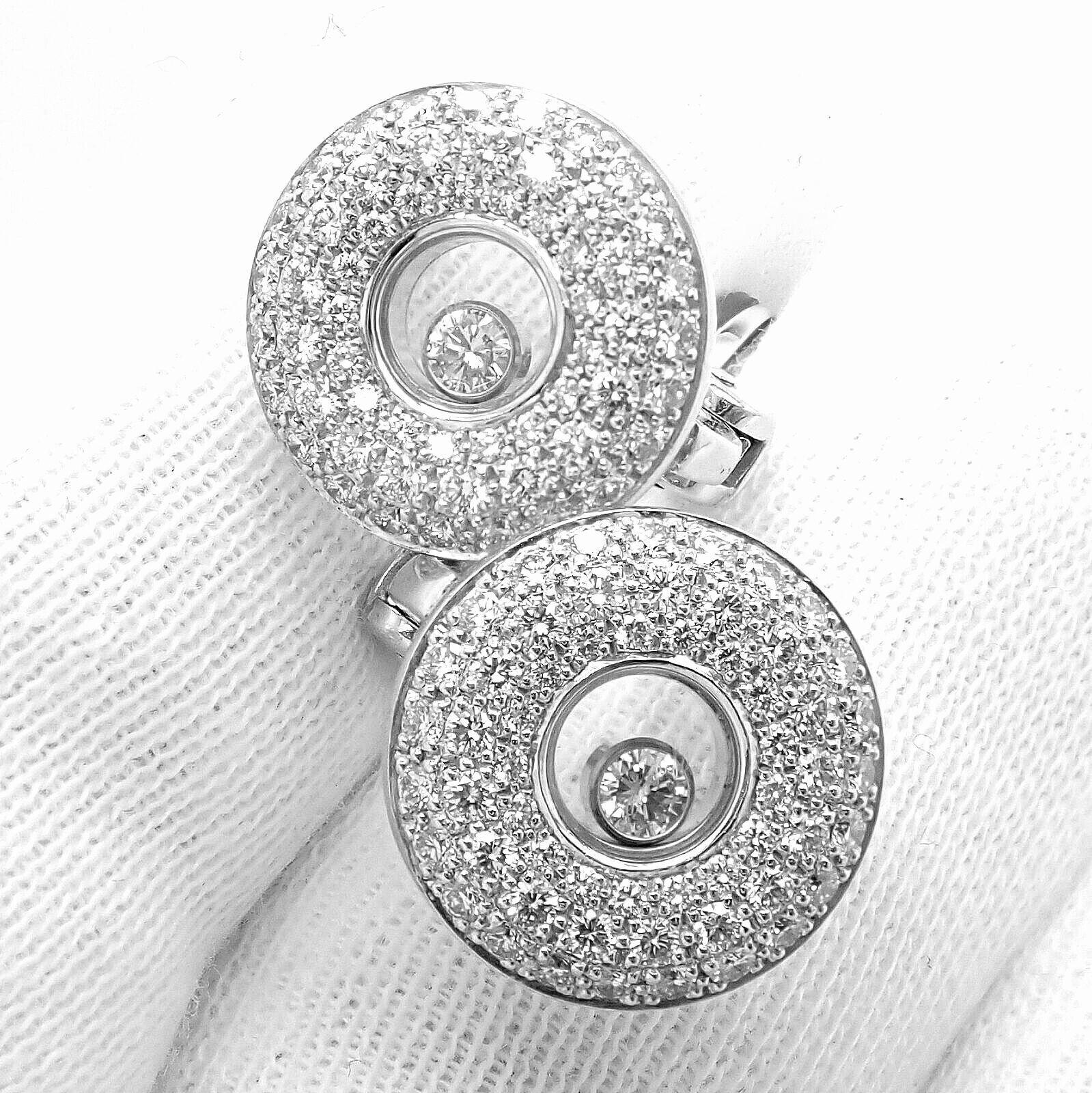 Brilliant Cut Chopard Happy Diamond White Gold Earrings